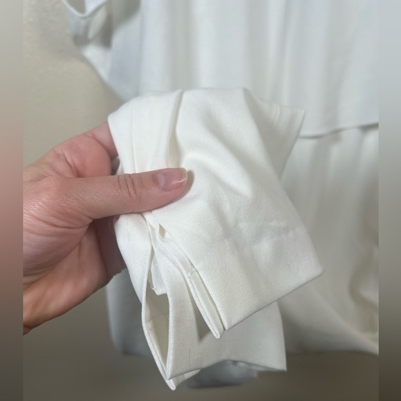 Halston Draped Sleeve Tapered Leg Crepe Jumpsuit White Size 0 - Picture 10 of 16